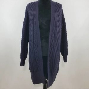 Topshop Oversized Cable Knit Navy Cardigan Sweater